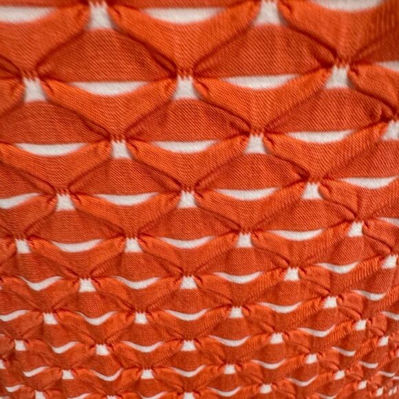 Sharagano orange and white textured stretch midi dress size 10 - Picture 4 of 6